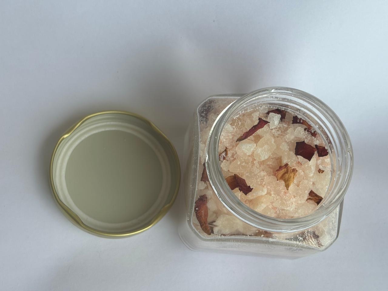 bath salt with rose petal and Ylang Ylang essential oils