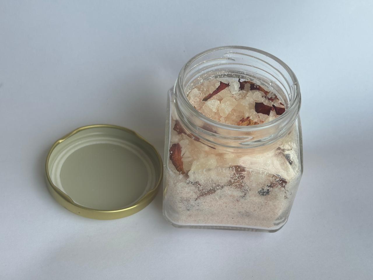 bath salt with rose petal and Ylang Ylang essential oils