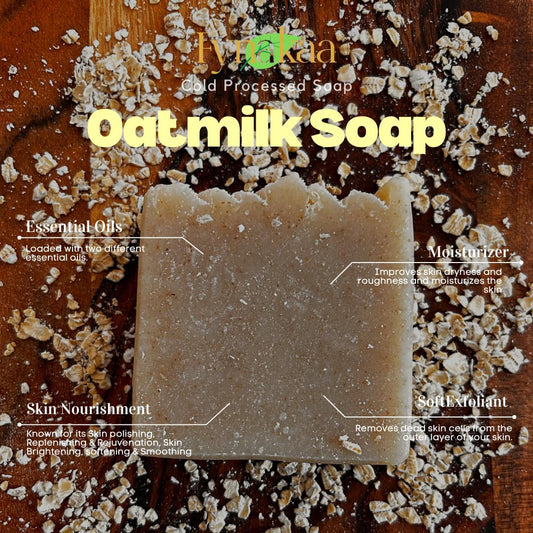 ચમકતી ત્વચા અને શુષ્ક ત્વચા માટે Fynakaa Oatmilk કોલ્ડ પ્રોસેસ્ડ હાથથી બનાવેલ નેચરલ ઓર્ગેનિક પ્રીમિયમ સાબુ